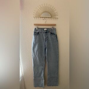 H&M, Blue Jeans, size 4, straight leg, Button fly, high waist, women jeans